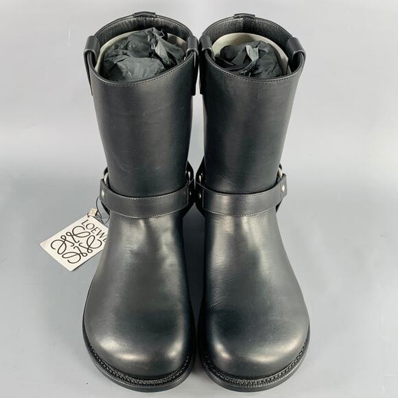 LOEWE Size 9 Campo Black Silver Harness Leather Pull On Boots - Picture 4 of 9